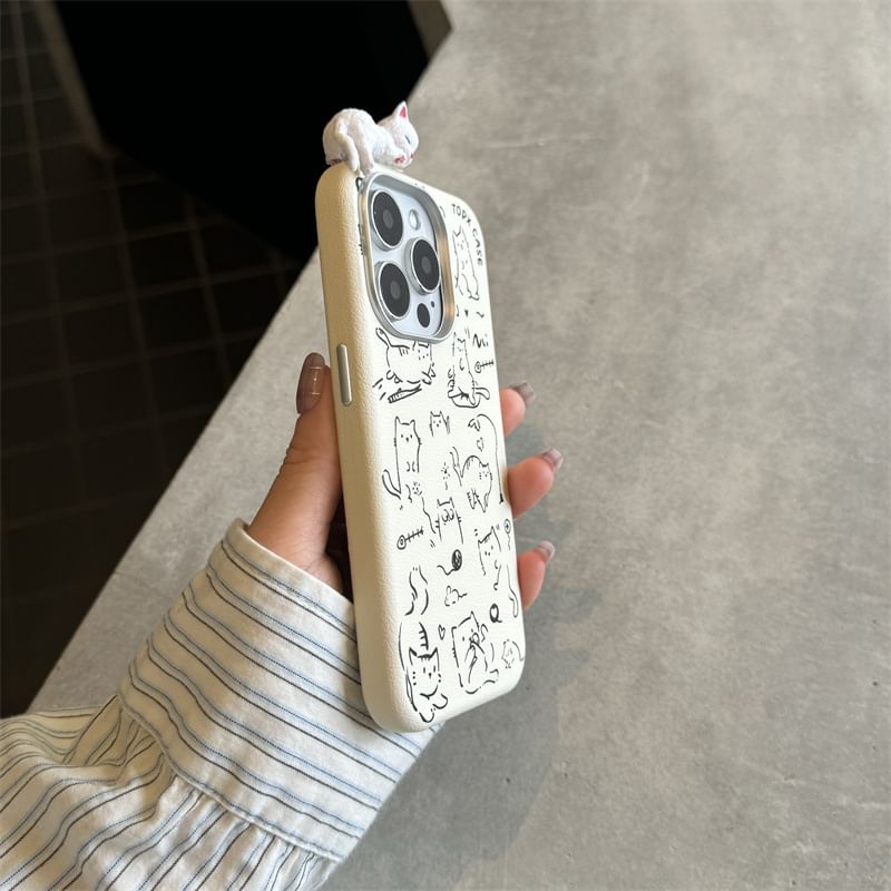 Elliure - Katten telefoonhoesje / zelfklevende decoratie / set - iPhone 16 Pro Max / 16 Pro / 16 Plus / 16 / 15 Pro Max / 15 Pro / 15 Plus / 15 / 14 Pro Max / 14 Pro / 14 Plus / 14 / 13 Pro Max / 13 Pro / 13 / 13 Mini
