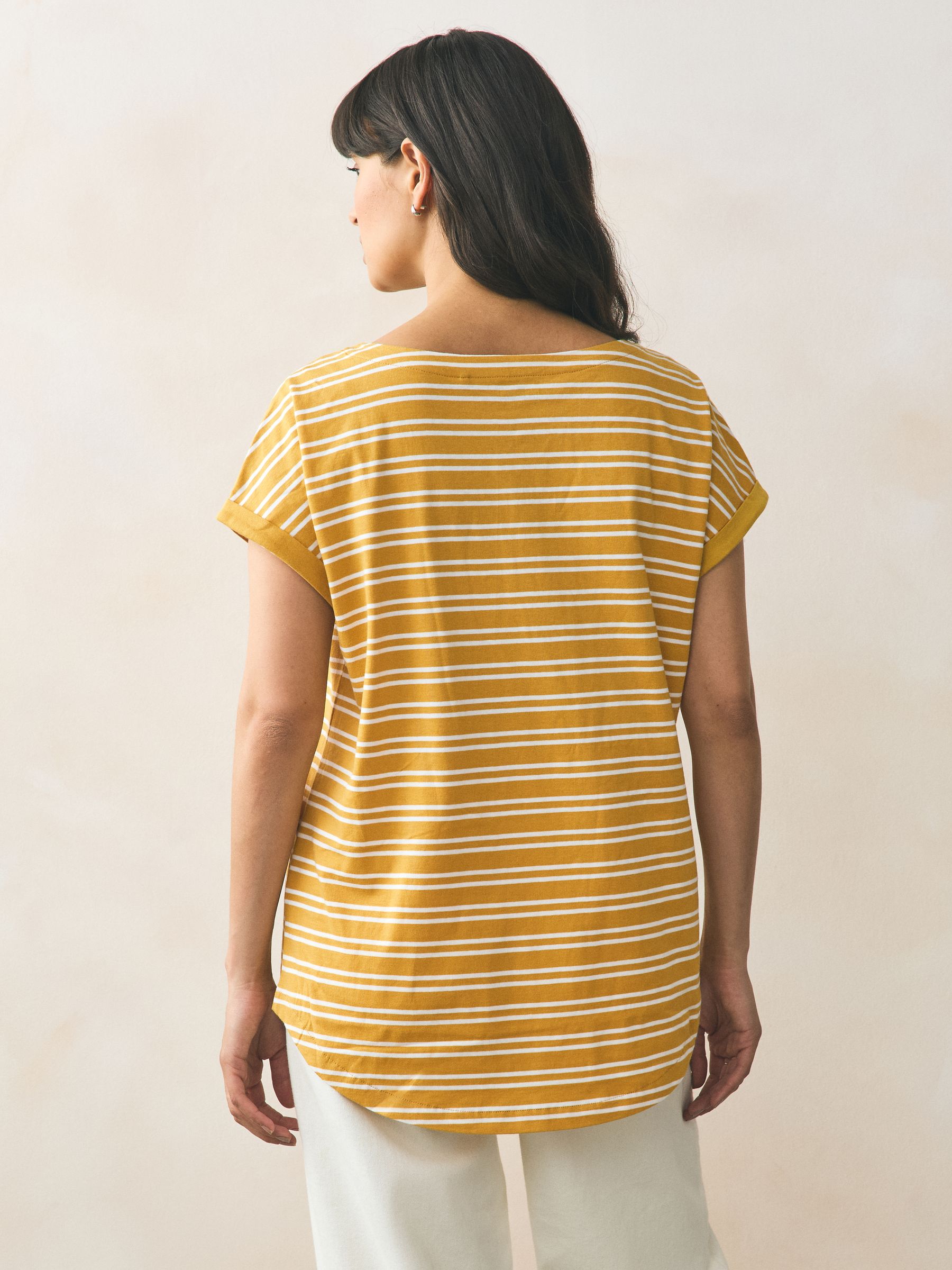 Roze/Groen/Wit/Geel strepen/palmprint - Set van 5 T-shirts met kapmouwtjes
