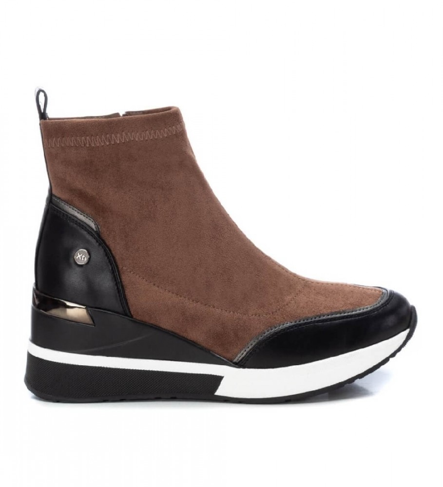 Botas de cano curto Xti Suede 141576 taupe - altura do salto: 6 cm