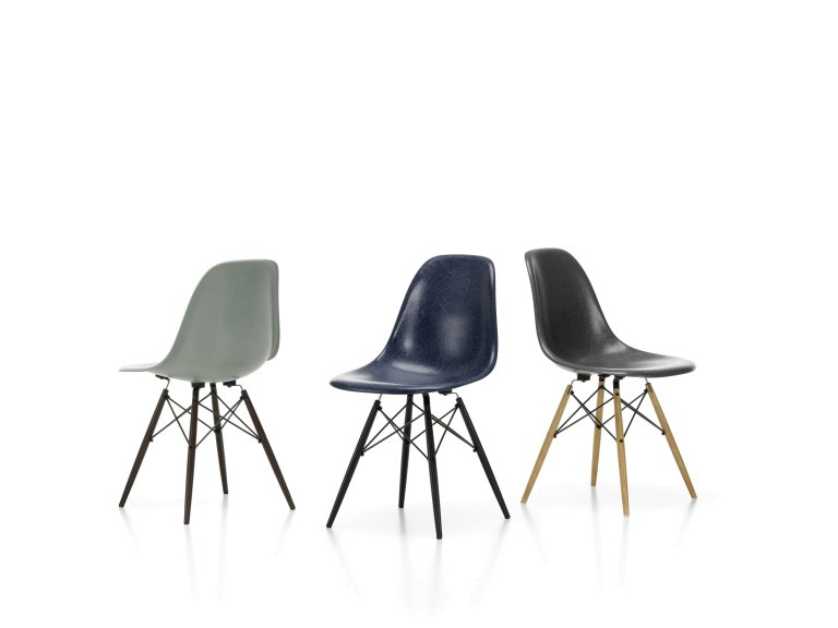 Vitra Eames DSW Fiberglass stoel essen honing, parchment