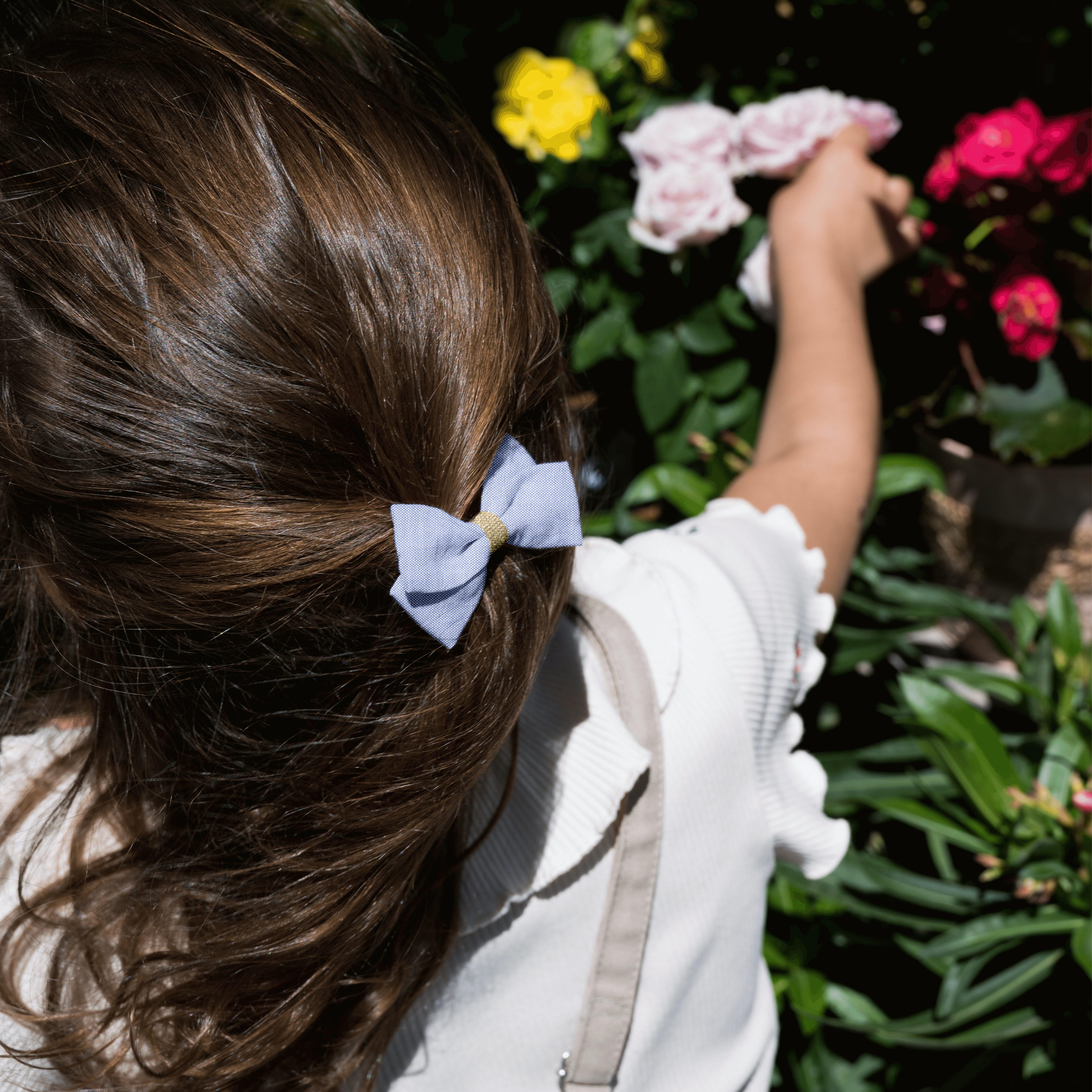 Petite Barrette Double Noeud Croisé Oxford Ciel