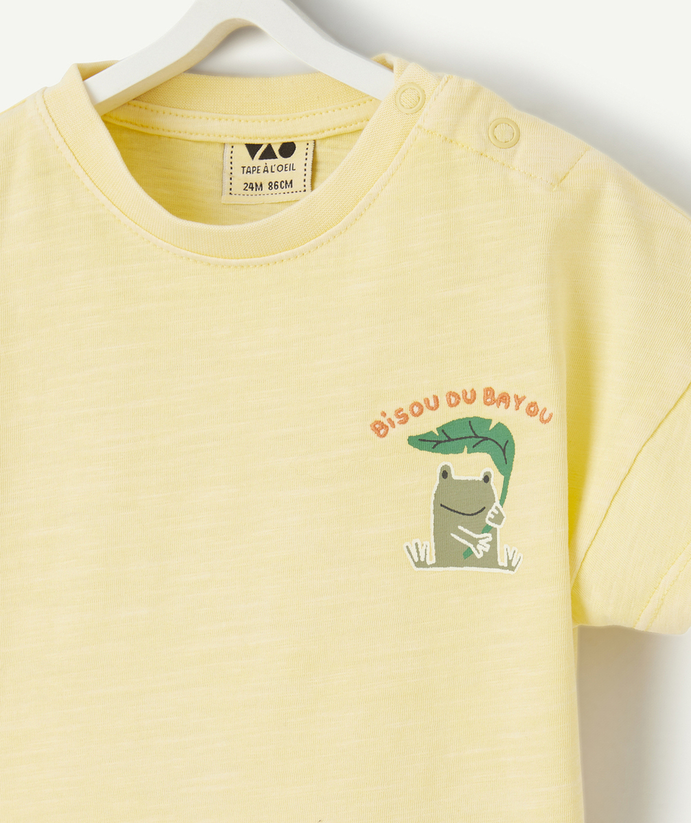 t-shirt bébé garçon en coton bio jaune motif grenouille