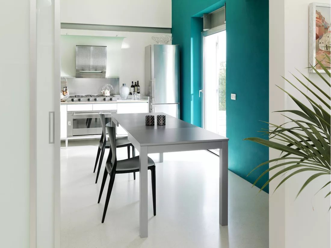 Traffic Table extensible (130/210 x 80 cm) en mélaminé gris