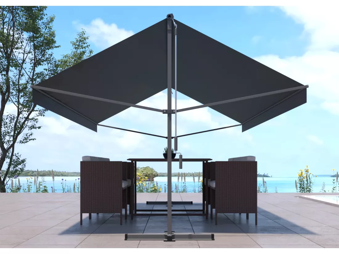 Store banne double pente gris 4x3m ISEO