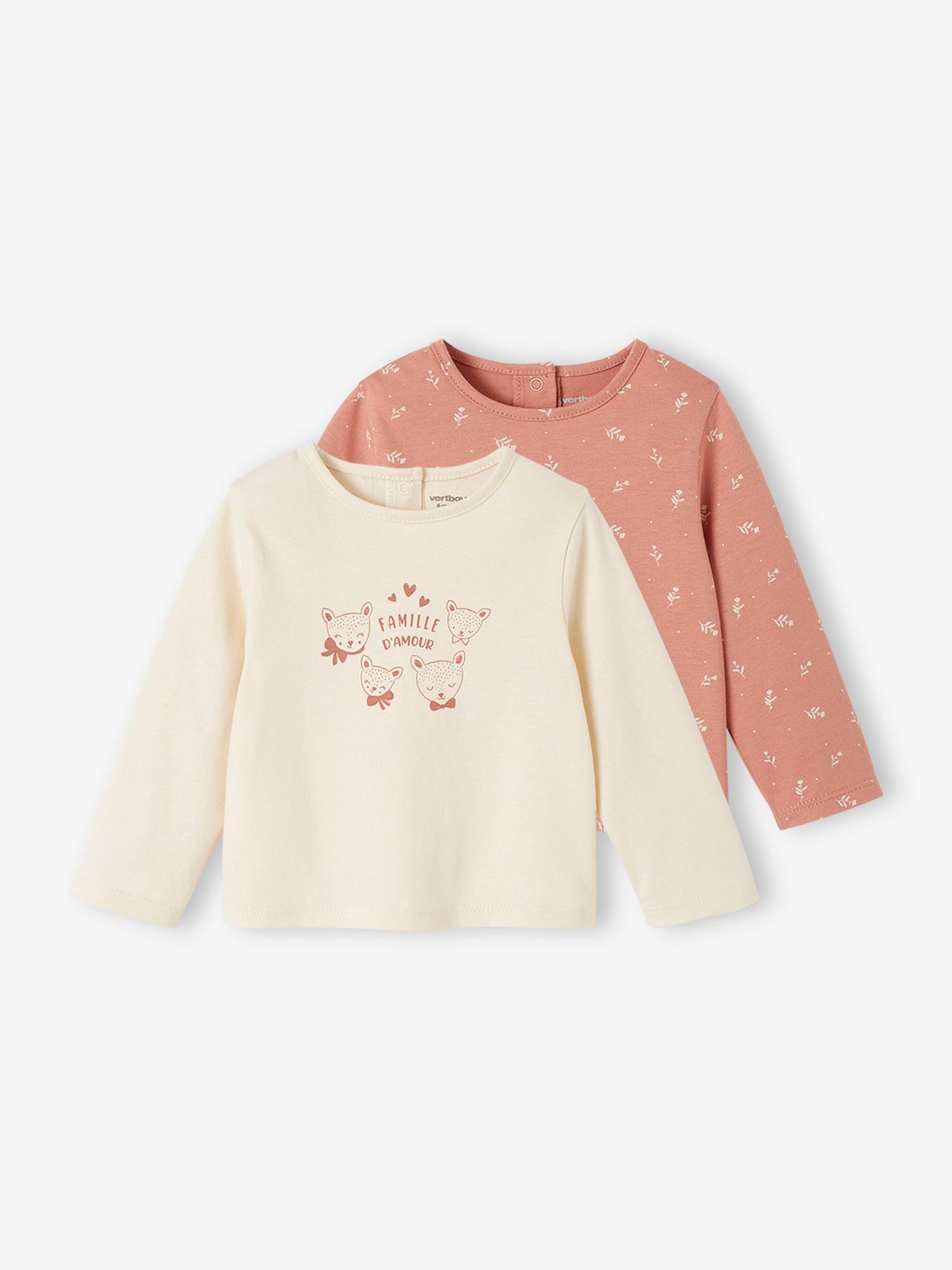 Pacote com 2 camisetas de manga comprida para bebê