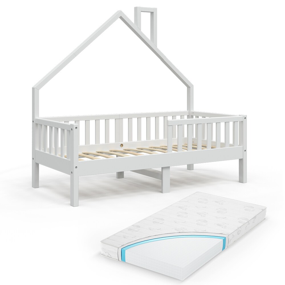 VitaliSpa Hausbett Kinderbett Spielbett Noemi 80x160cm inkl. Matratze weiß