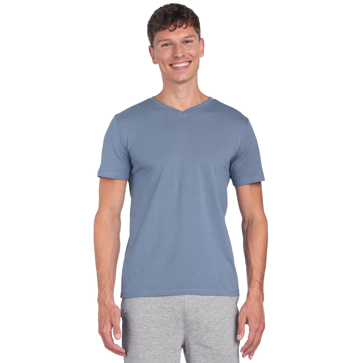 VanVaan 2 Herren T-Shirts mit V-Ausschnitt hellgrau / hellblau
