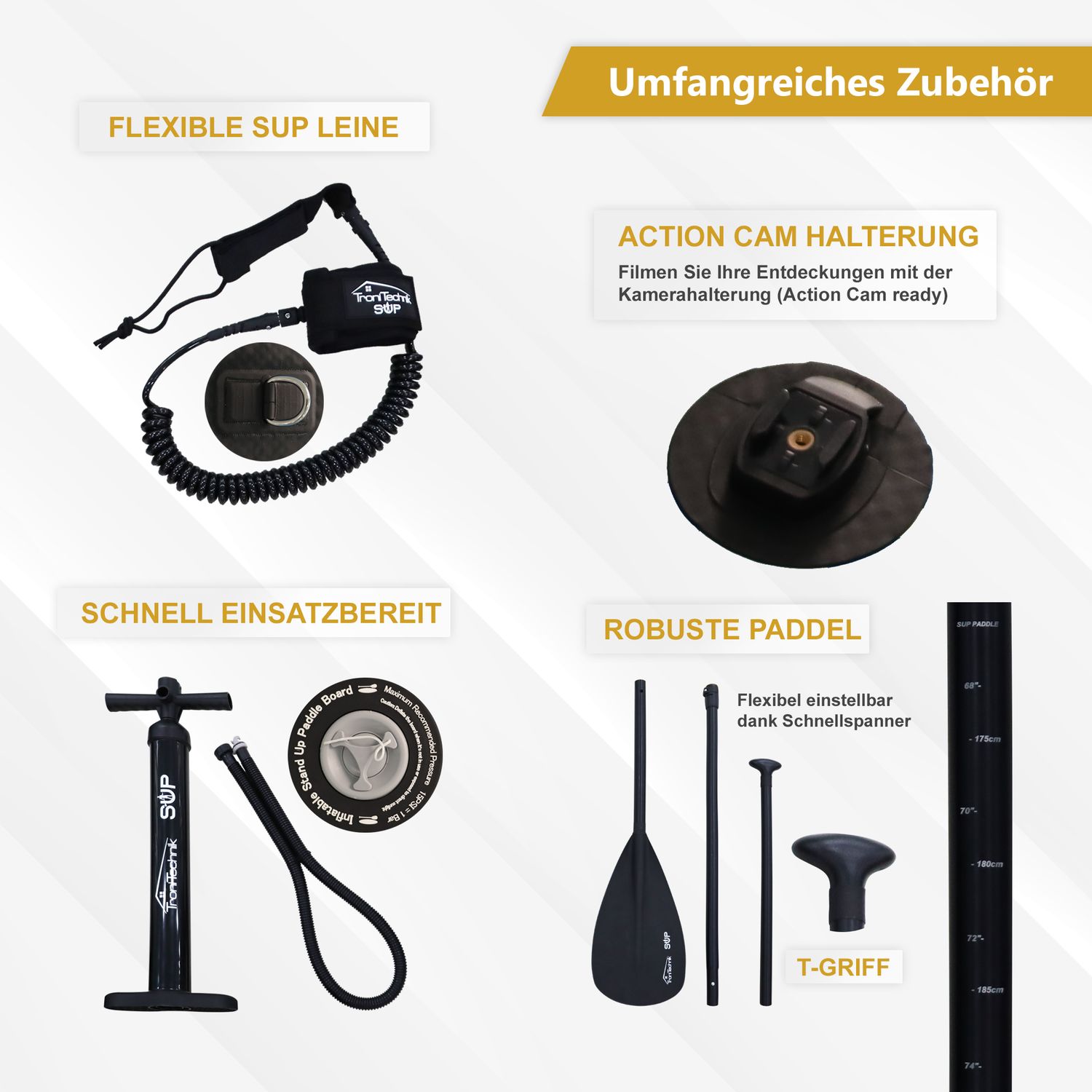 24MOVE® Standup Paddle Board SUP, inkl. umfangreichem Zubehör, Paddel und Hochdruckpumpe, SPECIAL FORCE, 366x80x15cm