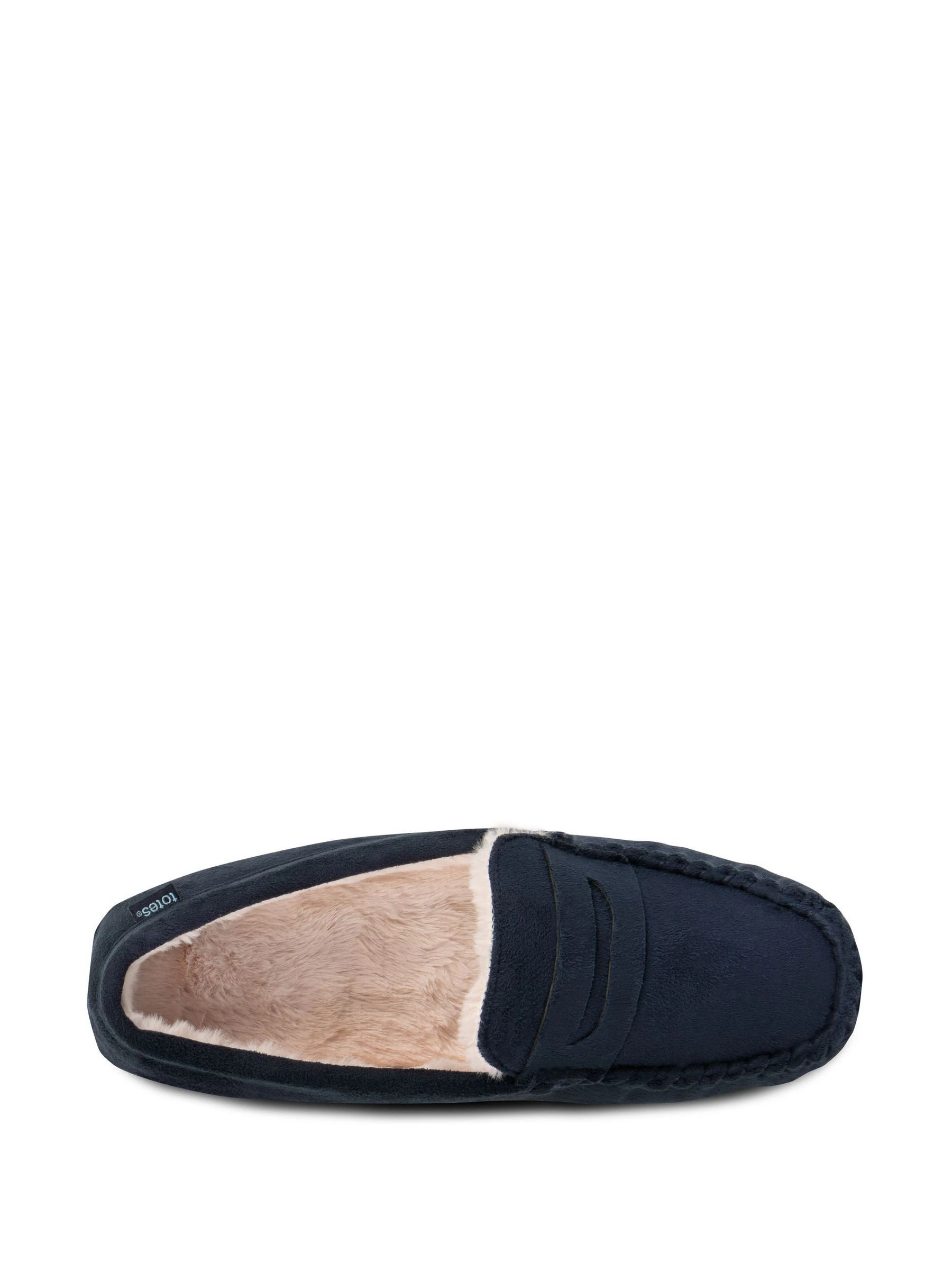 Totes Toasties Mens Suedette Moccasin Slippers With Faux Fur Lining