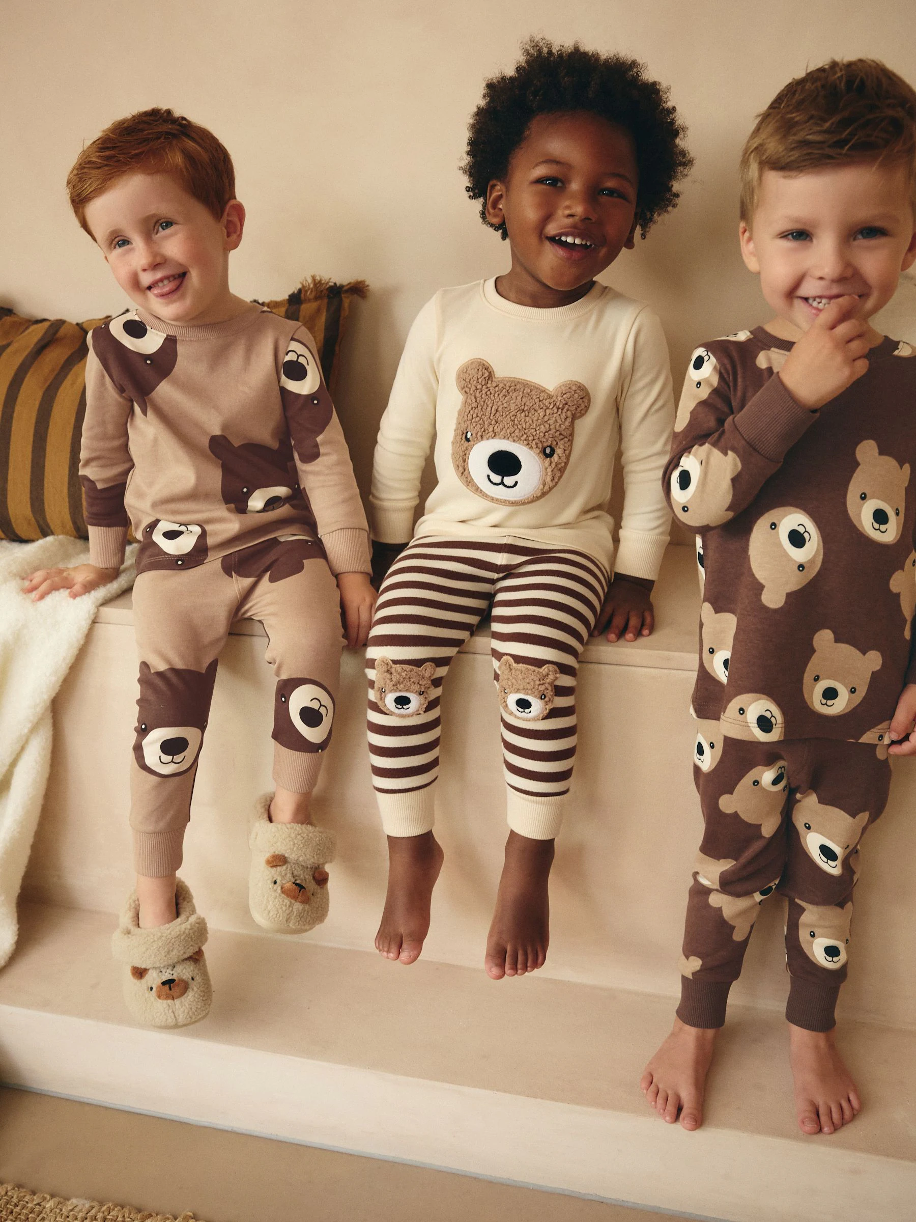 Bruin/crèmekleurig - Verpakking van 3 knusse pyjama's (9mnd-6jr)
