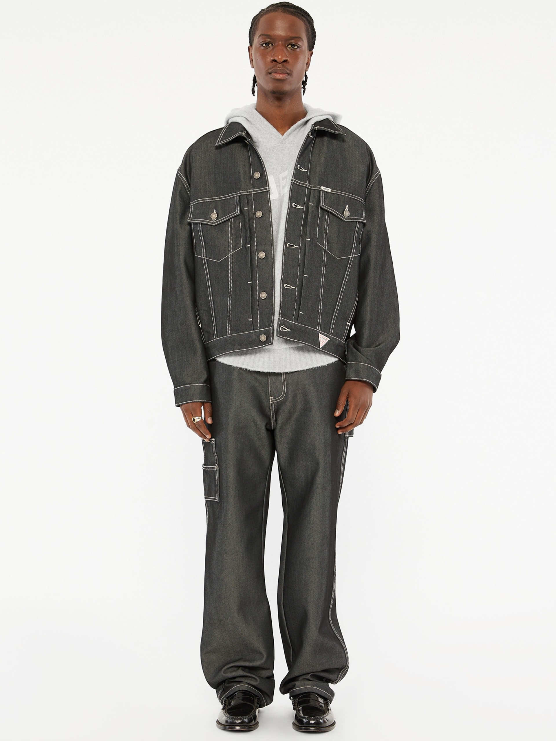 Jaqueta Trucker em Jeans Metálico GUESS Originals