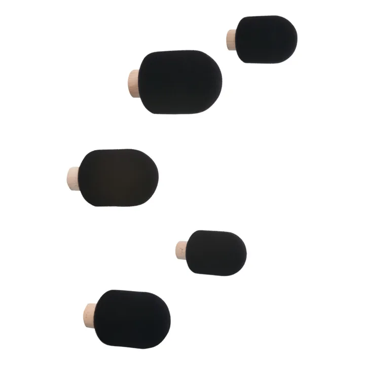 Moustache Patère Micro- Big Game - Set de 5 | Noir