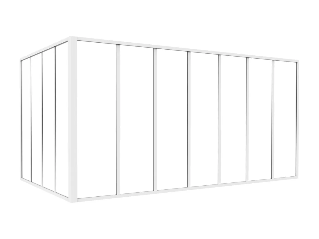 Verrière d'angle d'atelier en aluminium thermolaqué - L210 x L120 x H105 - Blanc - BAYVIEW
