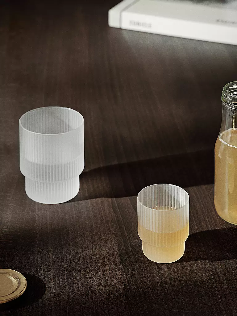 FERM LIVING Trinkglas 4er-Set RIPPLE Frosted  weiss