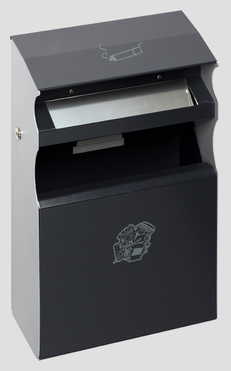 PROREGAL Vierkante Combi-asbak met inlaatklep, 15 liter, HxBxD 54 x 30 x 14 cm, Gegalvaniseerd staal, Antraciet