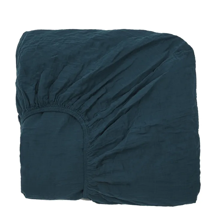 Haomy Drap-housse Dili en voile de coton | Bleu de Prusse