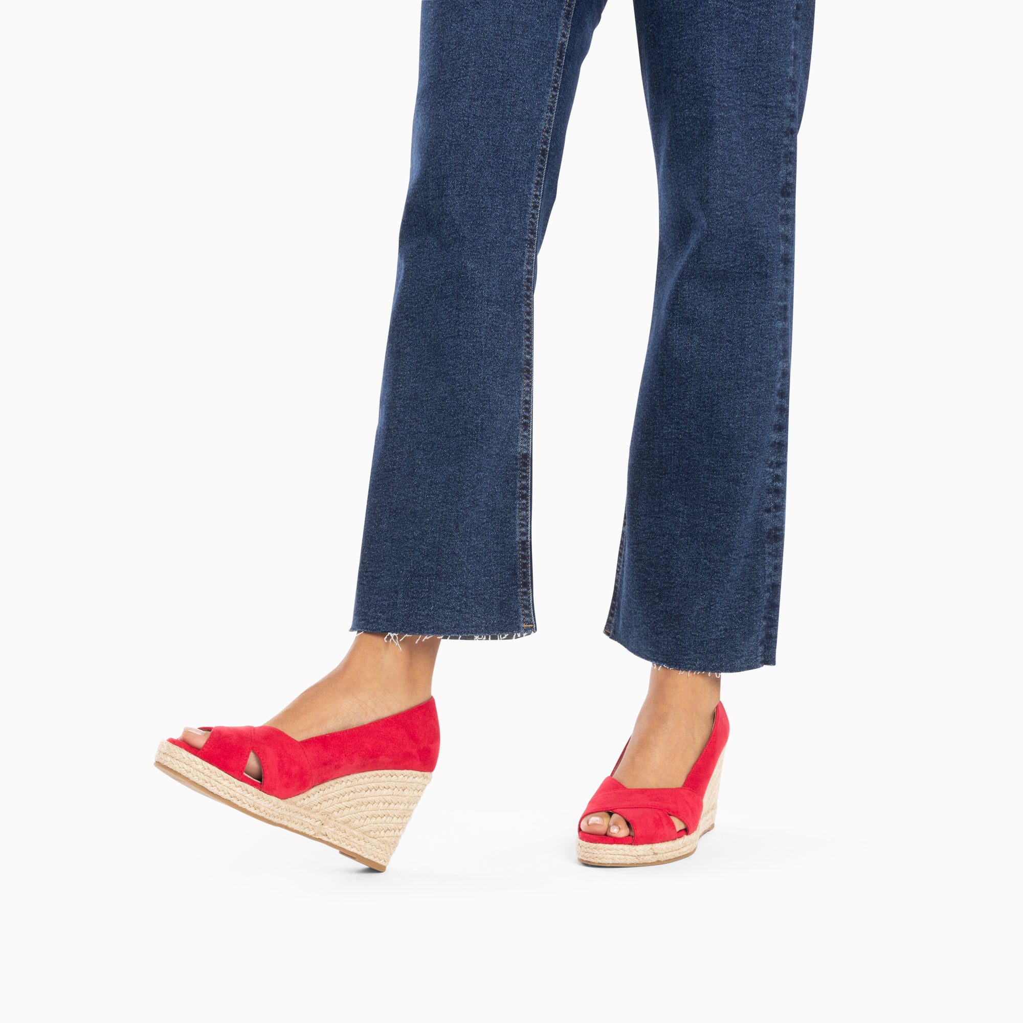 Sandales à talon, Compensées-Sandales compensées peep-toe Léonie framboise