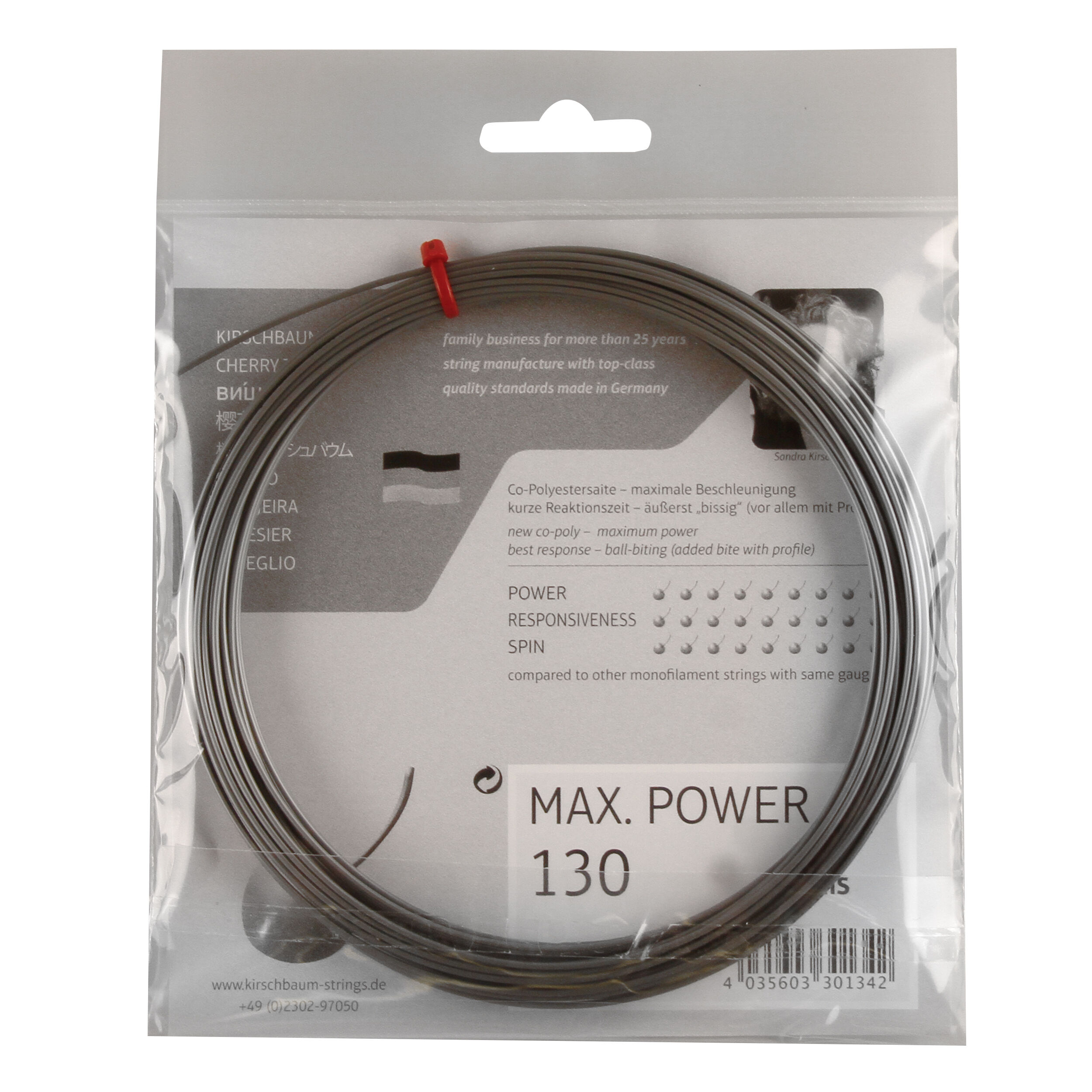Kirschbaum Max Power Cordage En Garniture 12m - Anthracite
