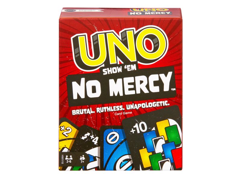 Mattel Spiele Kartenspiel UNO No Mercy Rücksichtslose Version des klassischen Spiels
