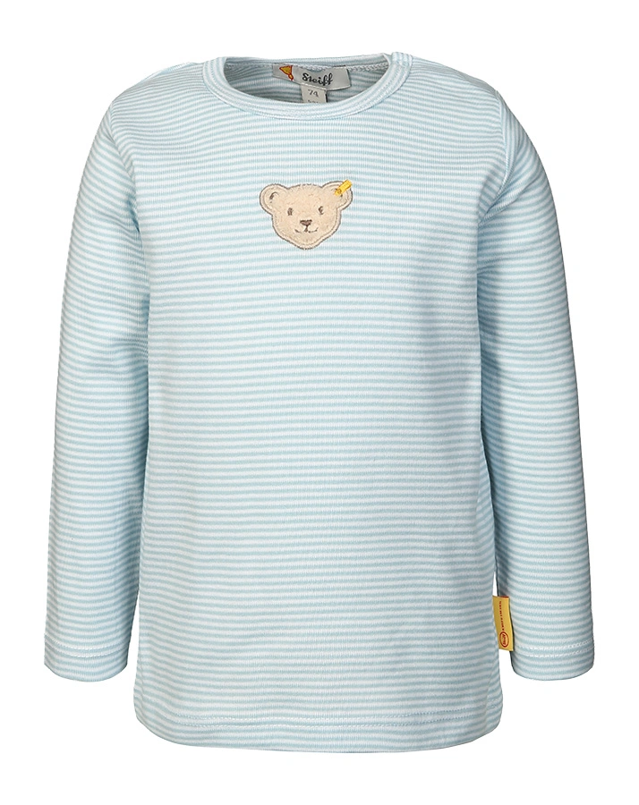 Langarmshirt BASIC geringelt in hellblau/weiß