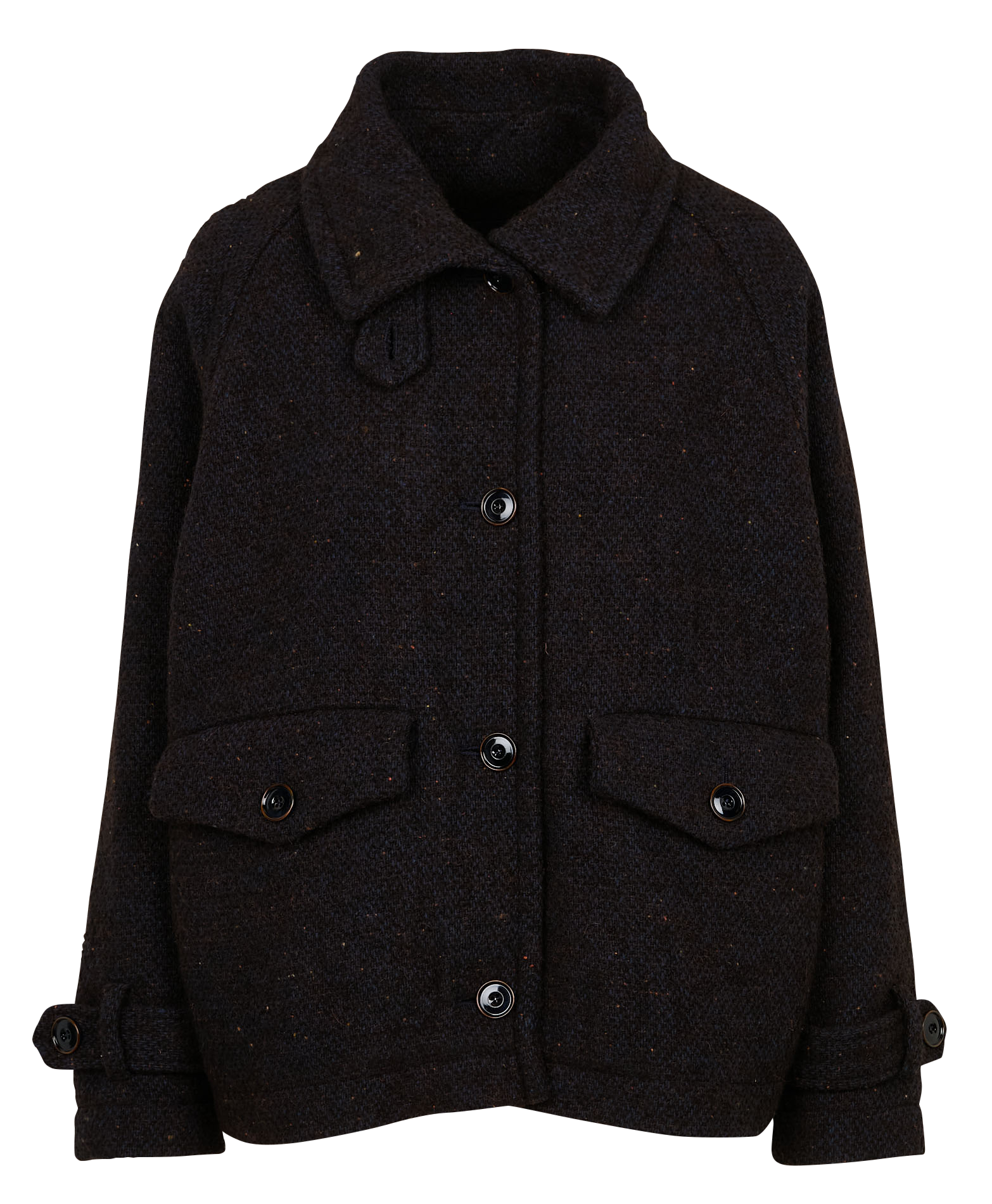 LEE VALLEY - Manteau col montant droit en coton mélangé | Bleu