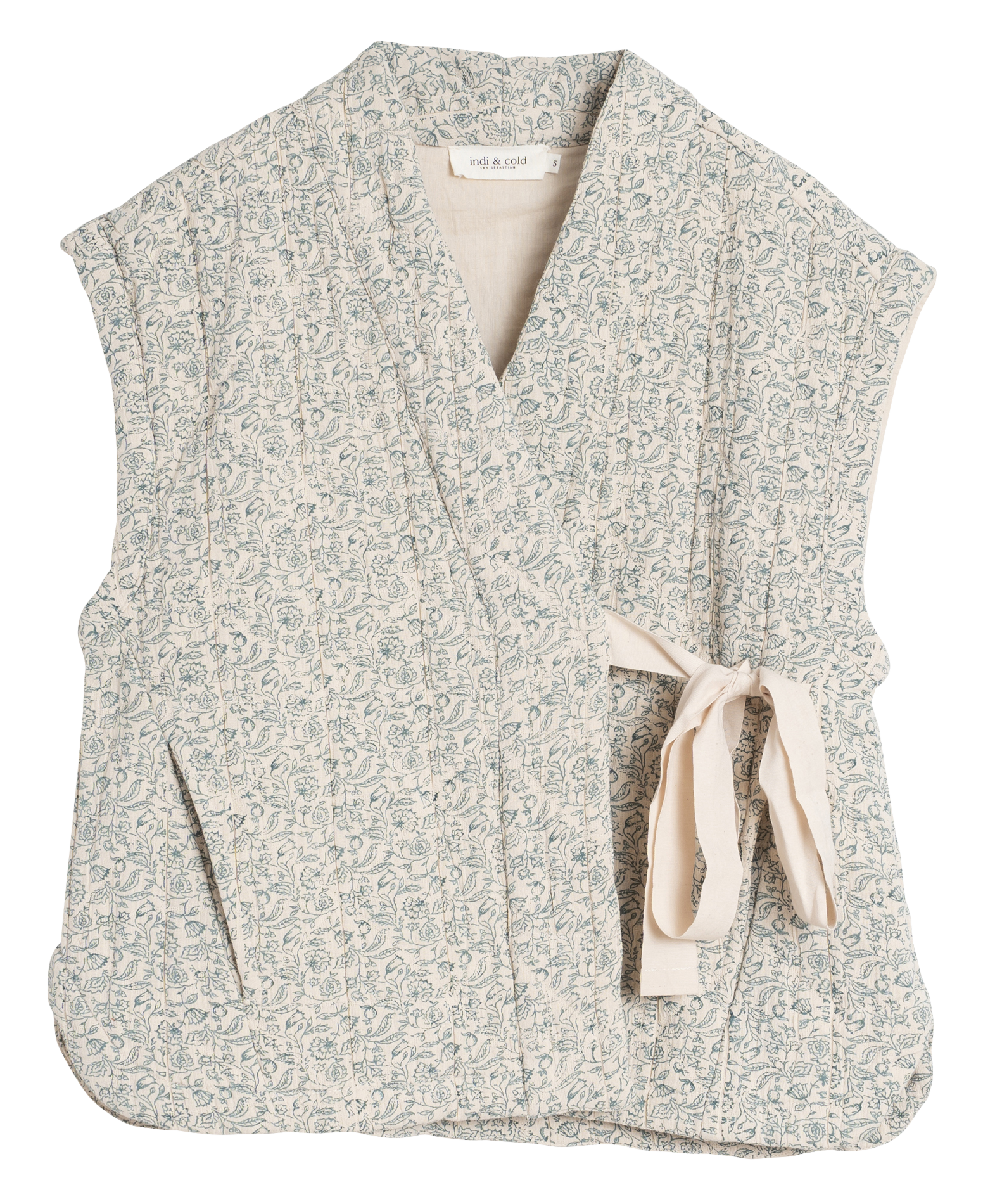 Gilet ample col kimono en coton imprimé | Blanc