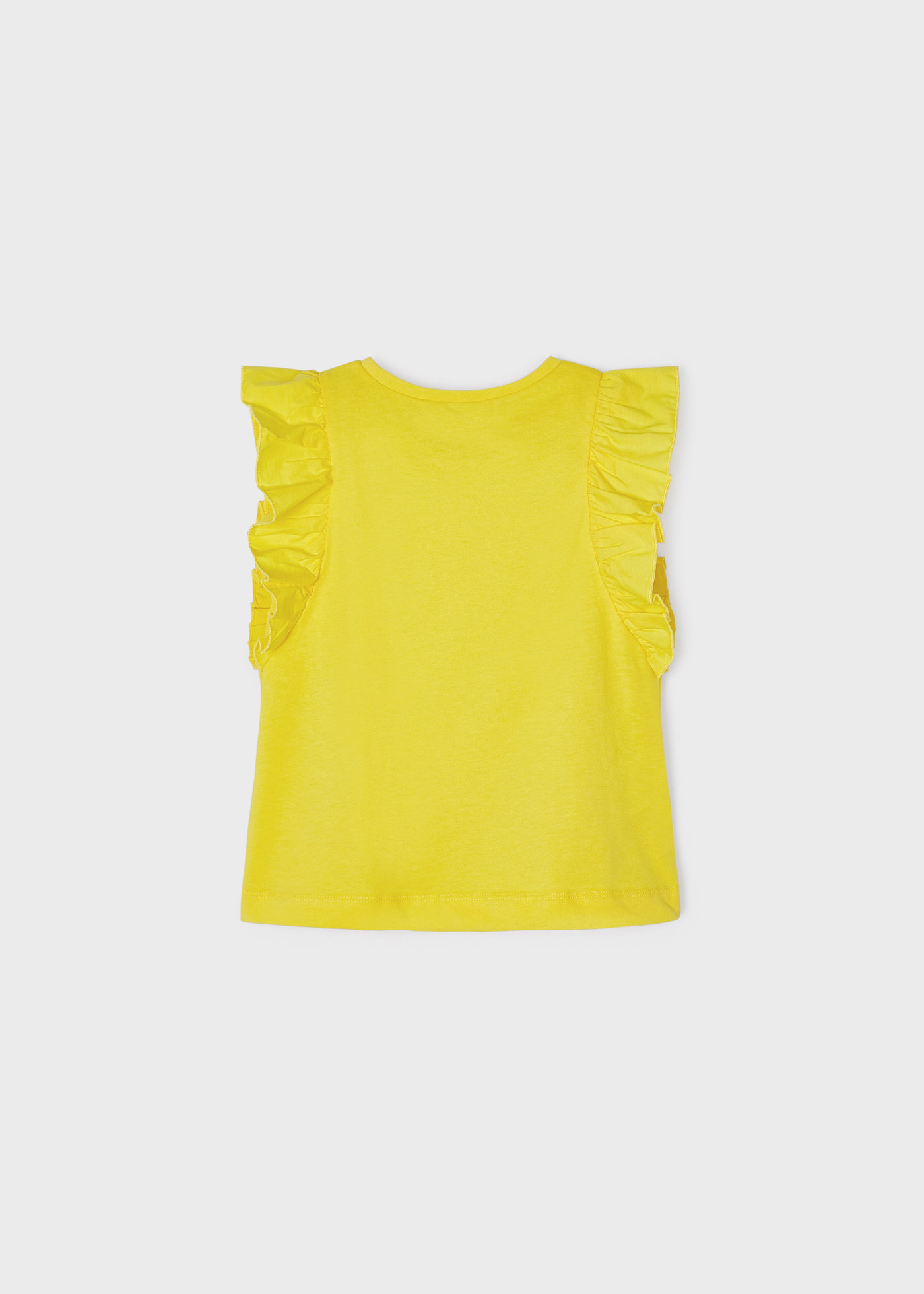 Camiseta infantil feminina de algodão sustentável com babados