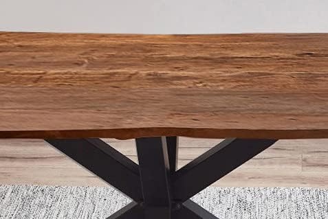 SAM Esszimmertisch 120x80cm Quincy, echte Baumkante, Akazienholz nussbaumfarben, massiver Baumkantentisch mit Spider-Gestell Mattschwarz, Tischplatte 26 mm