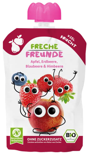 Freche Freunde Bio Quetschie „Apfel, Erdbeere, Blaubeere & Himbeere\