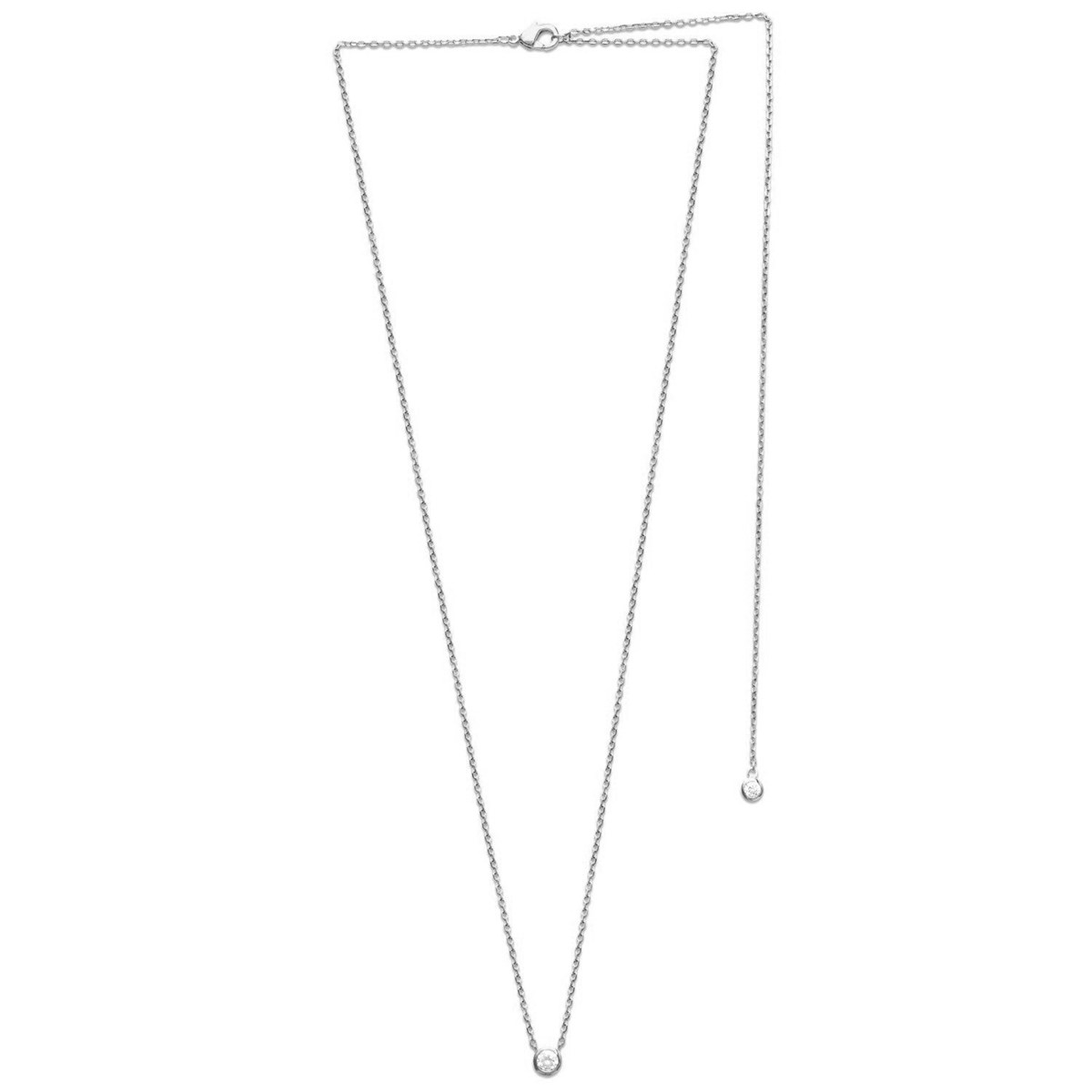 Collier Chaîne de dos oxyde de zirconium pendant clos Argent 925 Rhodié