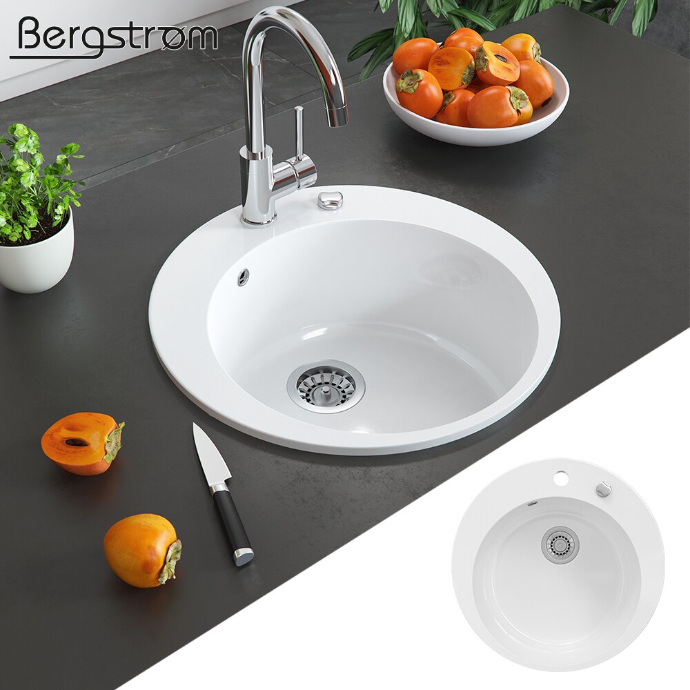 BERGSTRÖM Keramik Spüle VALENCIA Beschichtet Küche Einbauspüle Spülbecken Weiß
