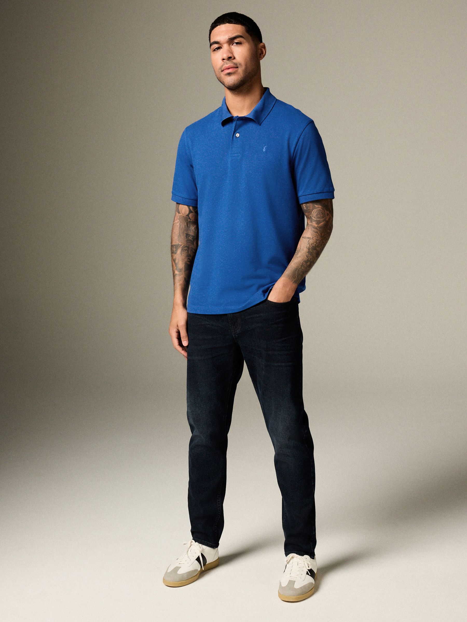 Donkerblauw - Normale Pasvorm - Long-Sleeve Pique Polo Shirt