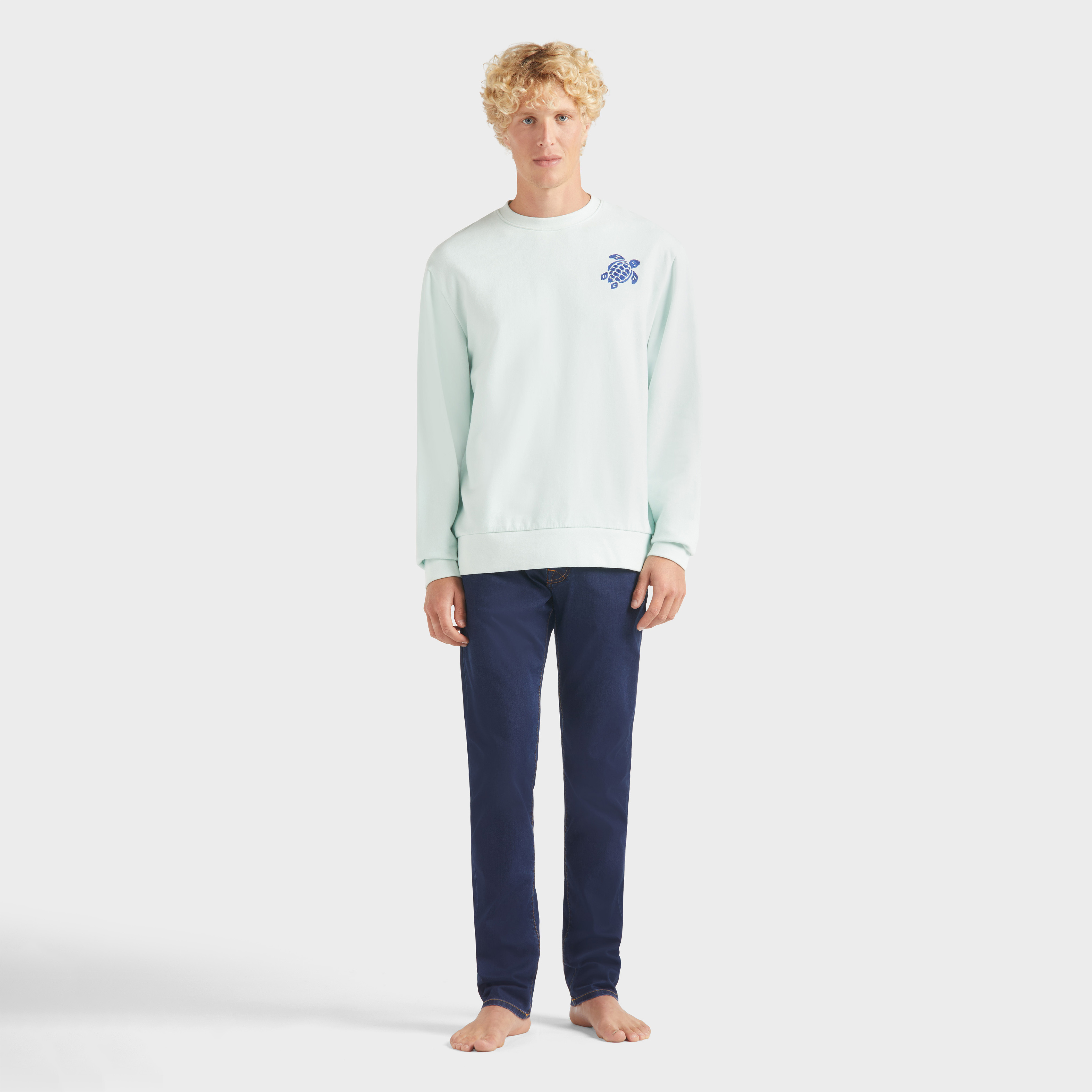 Sweat en coton organique col rond homme Tortue brodé