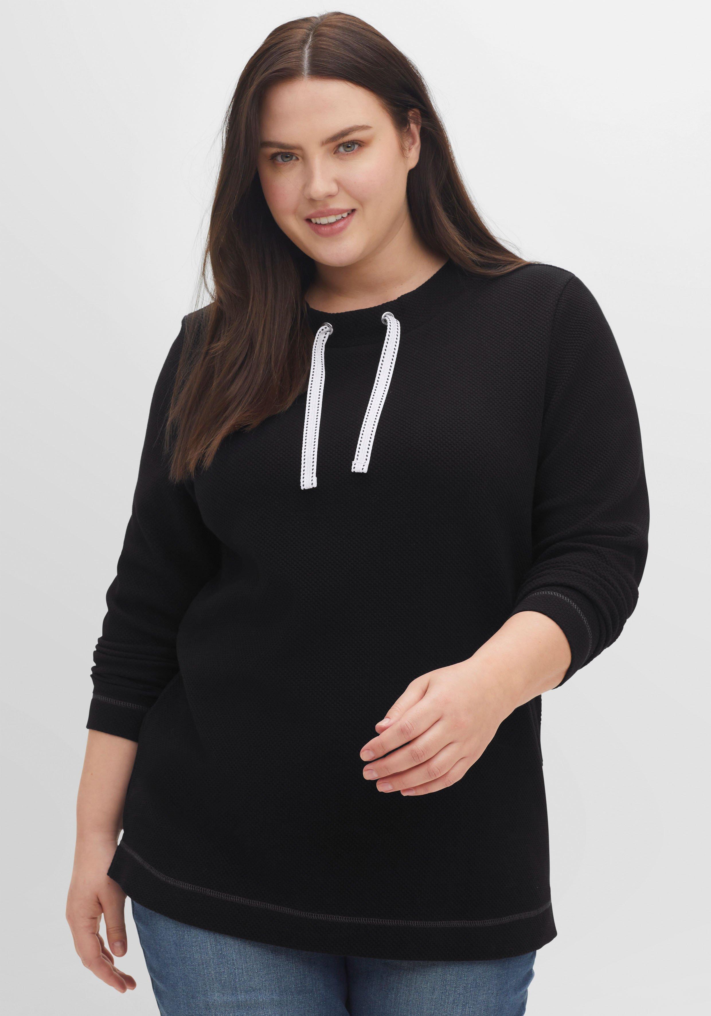 Sweatshirt mit Tunnelzug, aus Waffelpiqué