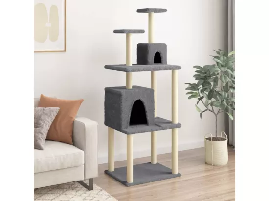 Arbre à chat avec griffoirs en sisal Gris foncé 167 cm