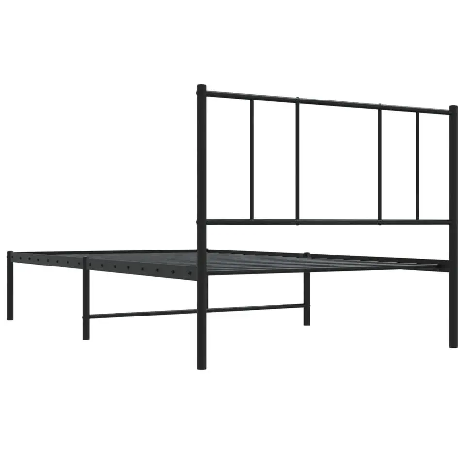 vidaXL - Bed frame met hoofdbord - Zwart - Metaal - 80x200 cm