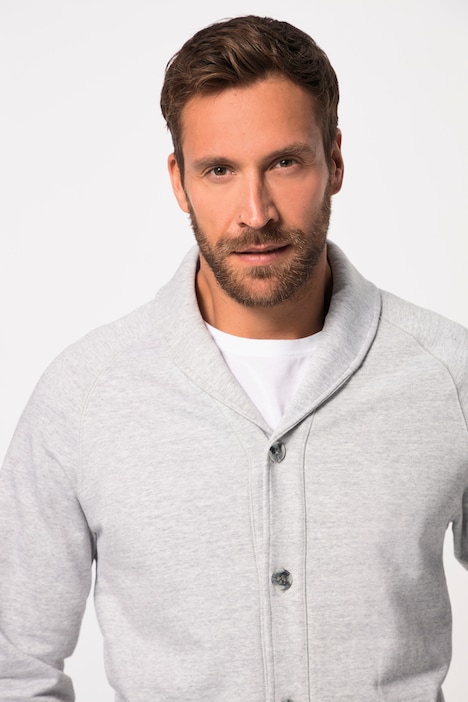 Sweatjacke, Schalkragen, Knopfleiste, Tall