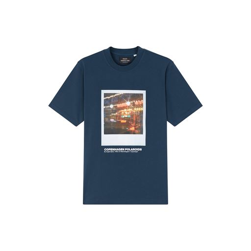 Mads Nørgaard Cotton Jersey Frode Poloroide T-shirt, Midnight Navy, XL