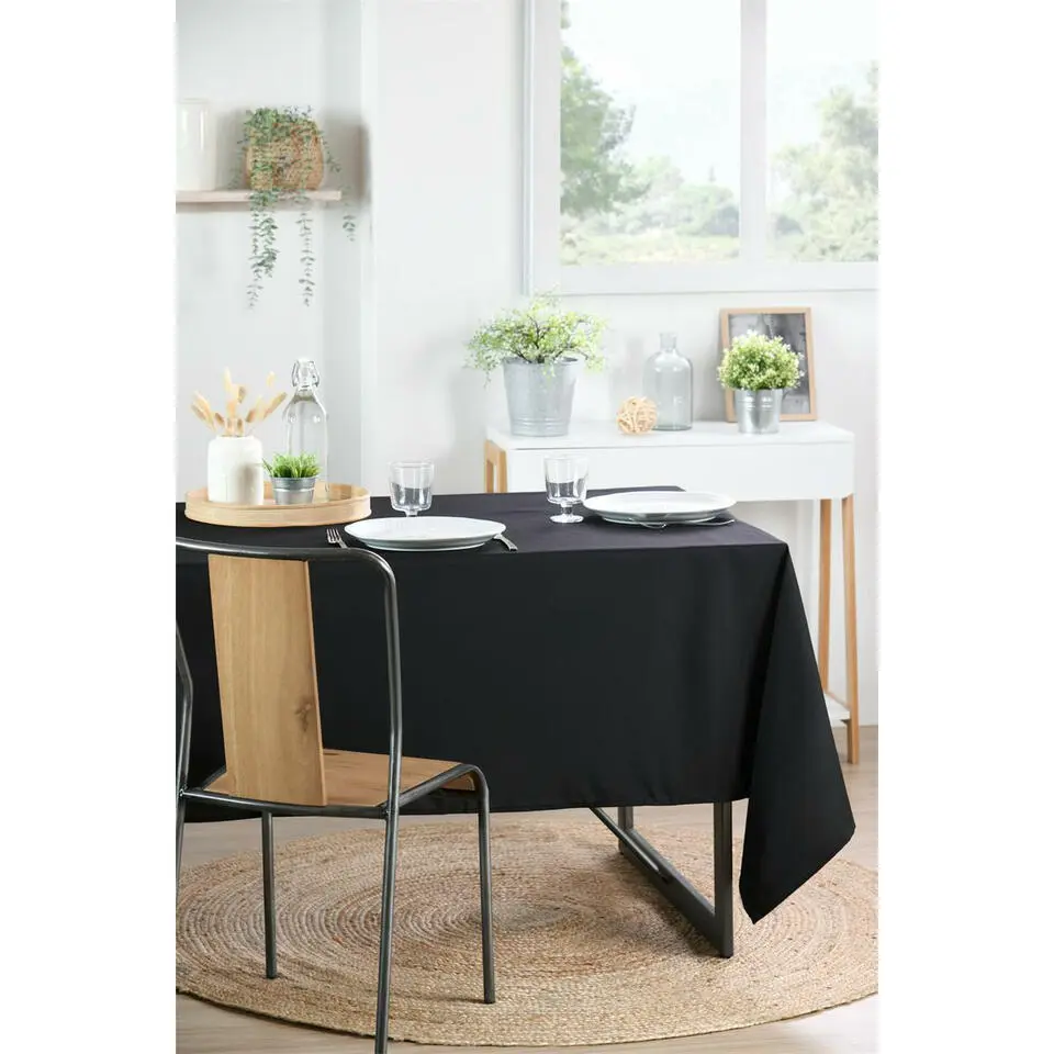 Stof Textile Tafelkleed - 145 x 240 cm - zwart - Tafellaken