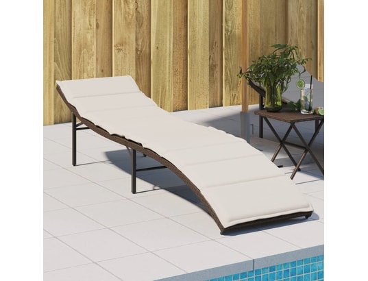 VIDAXL - Bain de soleil Chaise longue avec coussin marron 55x199x50 cm résine tress...