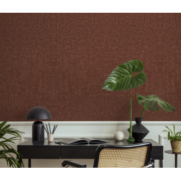 Viltpaneel gebogen lijnen terra 120x60 cm 2 stuks