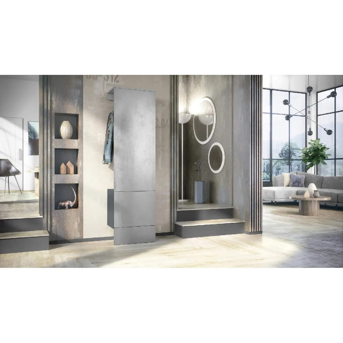 MPC Vestiaire - Gris et béton - 52 x 193 x 35 cm