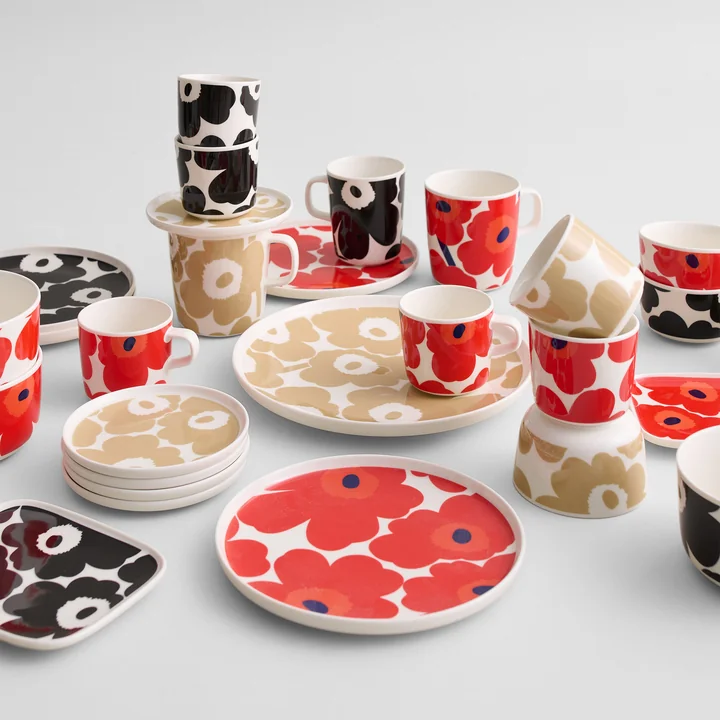 Marimekko - Oiva Unikko Teller, Ø 13,5 cm, beige / weiss