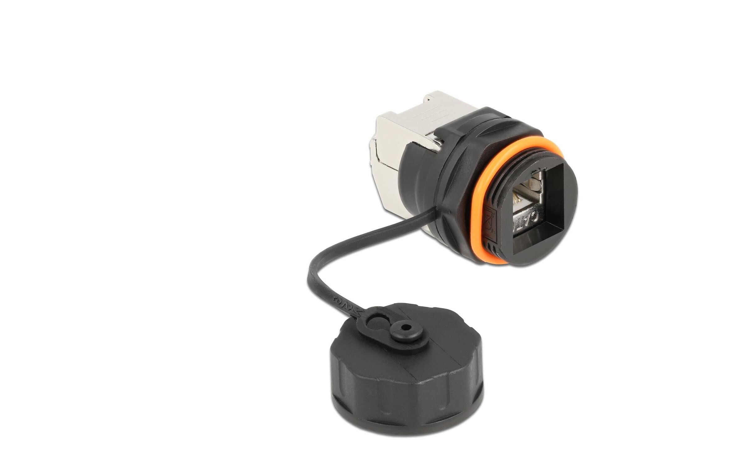 Kabelverbinder RJ45 Buchse zu Cat.6A LSA 1 Stück, RotDelock Kabelverbinder RJ45 Buchse zu Cat.6A LSA mit Verschlusskappe wasserfest