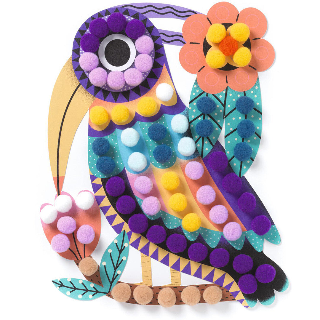 Djeco knutselset vogels en pompons