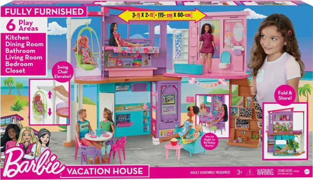 Barbie - Hus Med Møbler - Feriehus Legesæt