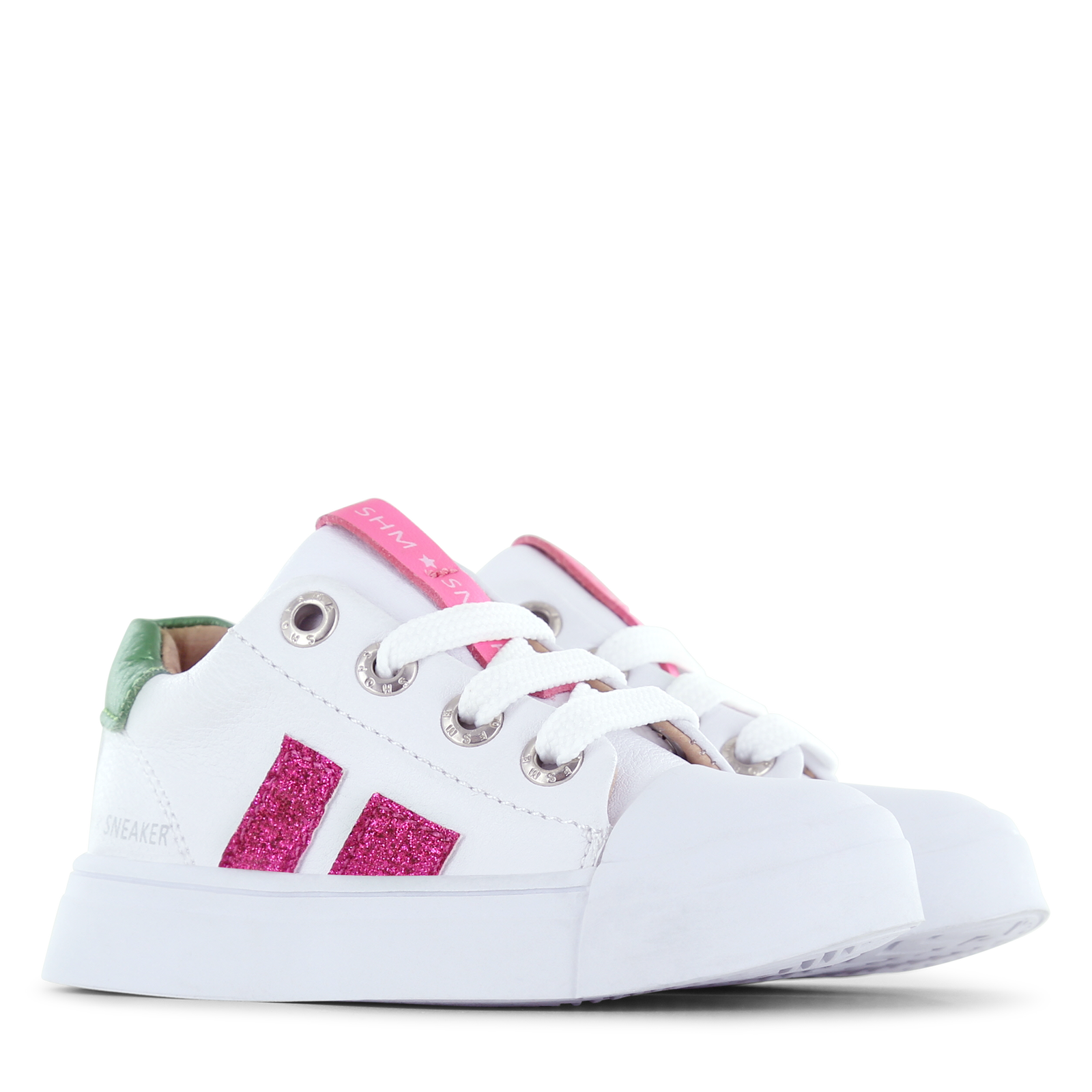 Shoesme weißer Sneaker mit rosa Streifen
