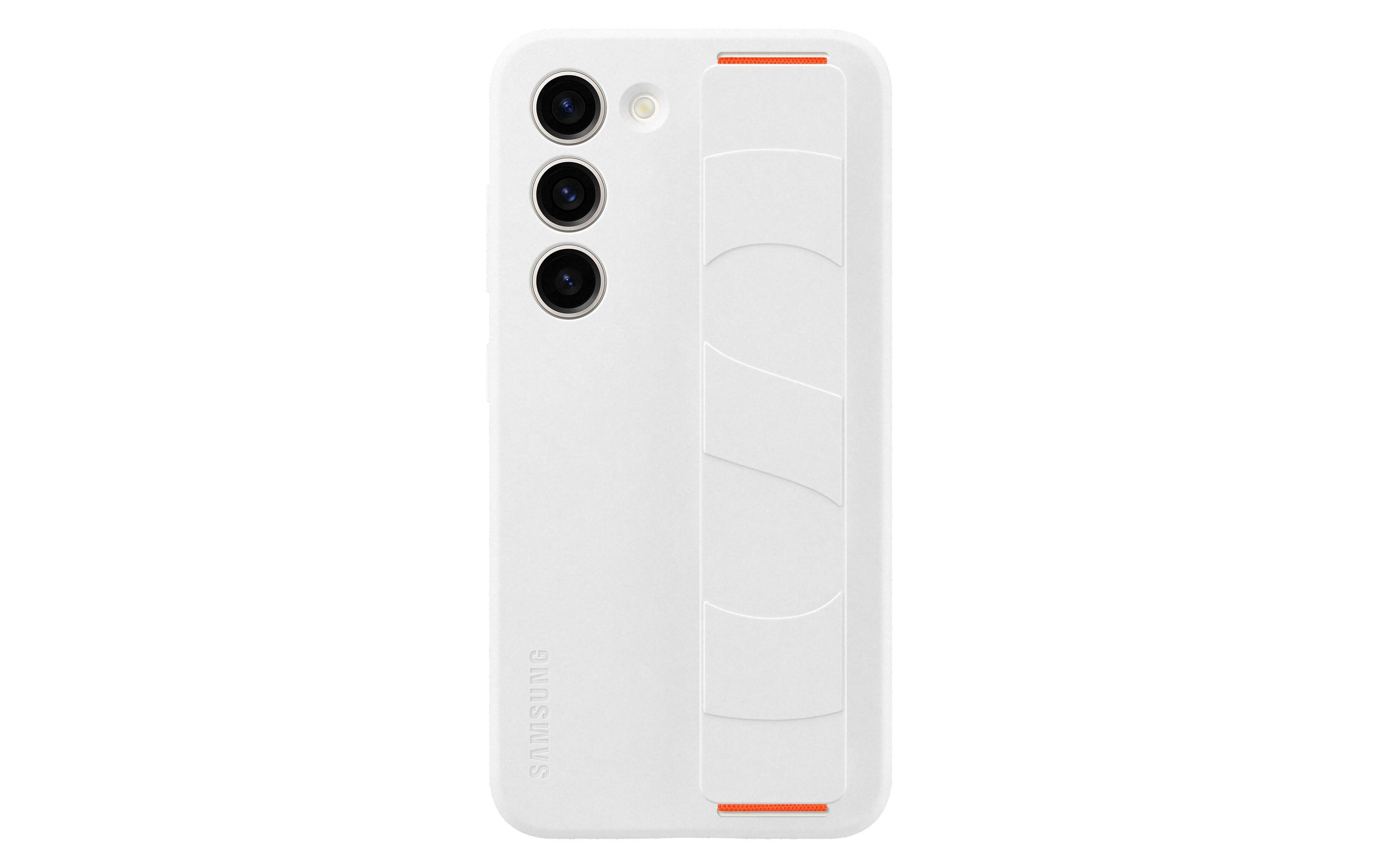 Back Cover Silicone Grip Galaxy S23 WeissSchutzhülle mit Handriemen für das Samsung Galaxy S23