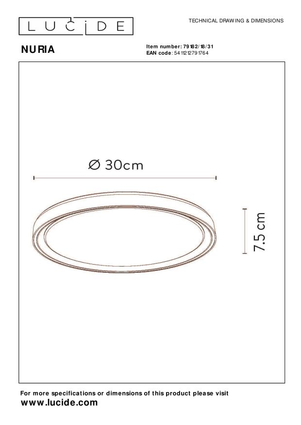 Nuria plafondlamp LED Ã30 wit