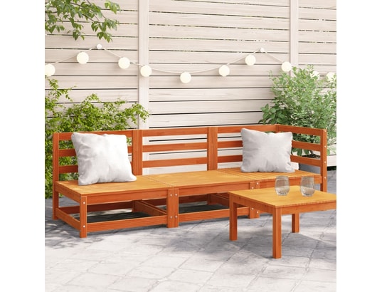VIDAXL - Canapé de jardin 3 places cire marron bois de pin massif
